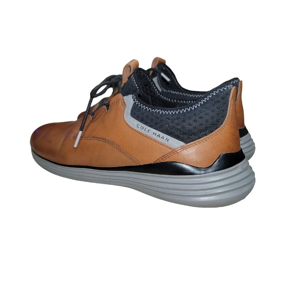 Cole Haan Men's GrandSport Brown Plain Toe Leather Lace Up Sneaker Size 12M‎